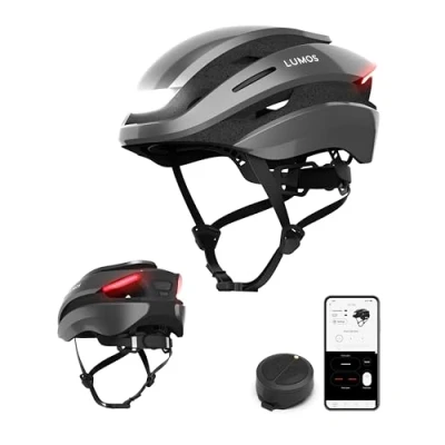 Abbildung von Lumos Ultra Smart Helm Fahrradhelm Vorder und Rücklicht (LED) Blinker Bremslichter Bluetooth Verbindung Erwachsene: Herren, Damen (Ash Grey, Größe: M L)