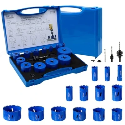 Abbildung von CCLIFE Lochsäge Set Bi Metall, 18tlg Bimetall M3 HSS CO Lochbohrer Ø16 76mm Schnitttiefe 38mm zum Bohren von Edelstahl Leichtmetall Holz PVC Kunststoff usw.