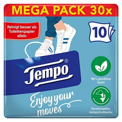 Abbildung von Tempo Sanft und Pflegend feuchtes Toilettenpapier Travelpack, Riesenpackung, 30 Stück