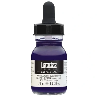 Abbildung von Liquitex 4260314 flüssige Professional Acrylfarben Ink, Tusche, 30 ml, hochpigmentierte Airbrushfarbe, Phthalo Blau Rotton