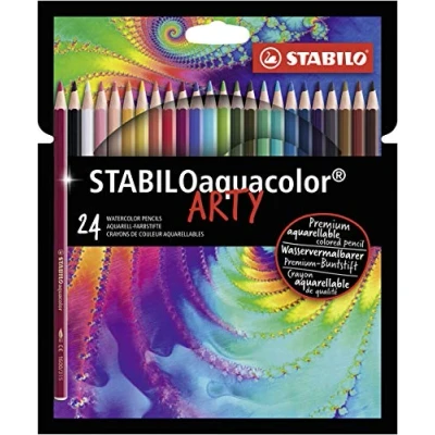 Abbildung von STABILO Aquarell Buntstift aquacolor ARTY 24er Pack mit 24 verschiedenen Farben