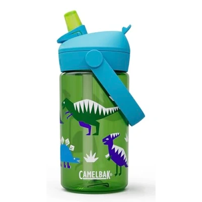 Abbildung von CAMELBAK Thrive Flip Straw Kinder Wasserflasche mit Tritan Renew, einfach zu tragen, Strohhalm Oberteil, Hip Dinos