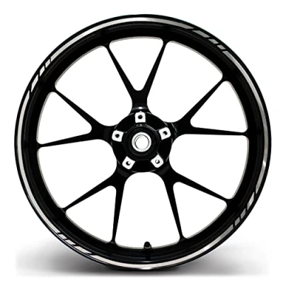 Abbildung von Felgenrandaufkleber GP Design 16 Teilig Komplett Set Finest Folia passend für 17 Zoll &amp; 16&quot; 18&quot; 19&quot; Felgen Motorrad Auto Fahrrad MR001 (Silber)
