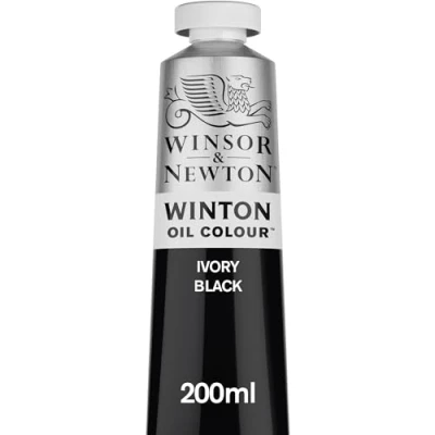 Abbildung von Winsor &amp; Newton 1437331 Winton, feine hochwertige Ölfarbe 200ml Tube mit gleichmäßiger Konsistenz, Lichtbeständig, hohe Deckkraft, Reich an Farbpigmenten Elfenbeinschwarz