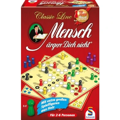 Abbildung von Schmidt Spiele 49085 Classic Line, Mensch ärgere Dich Nicht, mit extra großen Spielfiguren aus Holz, Bunt