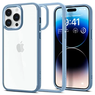 Abbildung von Spigen für iPhone 14 Pro Ultra Hybrid Hülle [Anti Yellowing] Case Handyhülle Schutzhülle Cover Transparent Durchsichtig Dünn Slim Sierra Blue