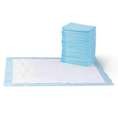 Abbildung von Amazon Basics Trainingspads für Hunde und Welpen, auslaufsicheres 5 lagiges Design mit schnell trocknender Oberfläche, XL (60 Stück), Blau