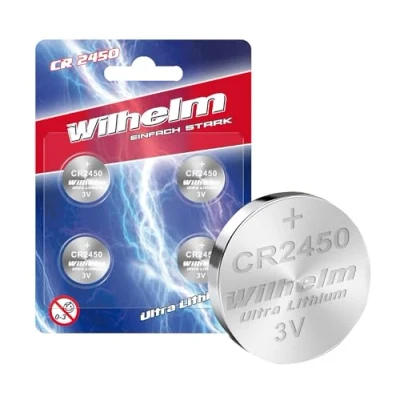 Abbildung von 4 x CR2450 WILHELM Lithium Knopfzelle 3V 600mAh ø24,5x5,0mm Batterie DL 2450 CR