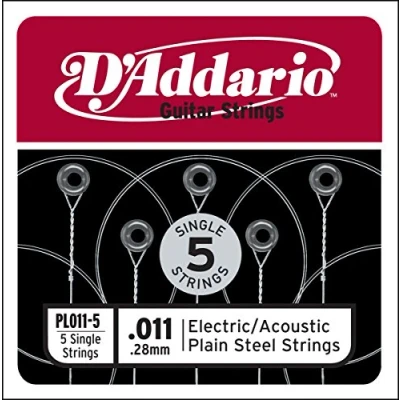 Abbildung von D&#039;Addario Plain Steel Elektro/Akustikgitarren Saiten 5er Pack