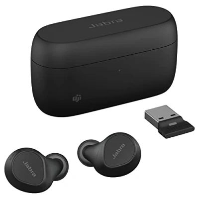 Abbildung von Jabra Evolve2 Buds True Wireless In Ear Bluetooth mit aktiver Geräuschunterdrückung (ANC), 4 Mic MultiSensor Voice Technologie für MS Teams und alle gängigen Meeting Apps zertifiziert Schwarz
