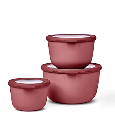 Abbildung von Mepal Multischale Cirqula Round Set 3 teilig Vorratsdosen mit Deckel Geignet als Aufbewahrungsbox, Kuhlschrank, Gefrierschrank &amp; Mikrowellengeschirr 500 ml, 1000 ml 2000 Vivid Mauve