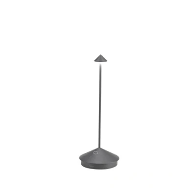 Abbildung von Zafferano, Pina Lamp, Kabellose wiederaufladbare Tischleuchte mit Touch Control, Auch als Außenleuchte verwendbar, Dimmer, 2200 3000 K, Höhe 29 cm, Farbe Dunkelgrau