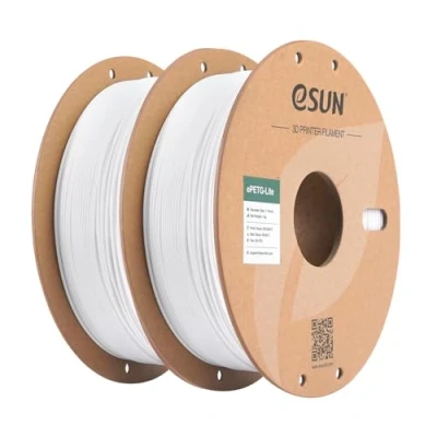 Abbildung von eSUN PETG Basic Filament 1.75mm, Hohe Zähigkeit, 1KG (2.2 LBS) pro Spule, 2 Rollen Druckmaterial für 3D Drucker, Weiß 2KG