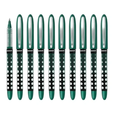 Abbildung von Westcott PULSAR Tintenroller Grün 10 Stück Vorteilspack Rollerball Pen grüne Tinte präzise 0,5 mm Strichstärke, transp. Füllstandsanzeige, Kapillartechnologie, ergonom. Griff E 730648 00