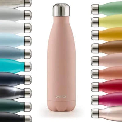 Abbildung von Blumtal® Trinkflasche Edelstahl Charles Thermosflasche 500 ml BPA freie Thermo kalt&amp;warm auslaufsichere Metall Edelstahlflasche/Metallflasche Mellow Rose Rosa