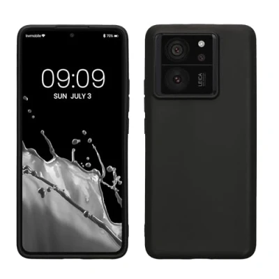 Abbildung von kwmobile Hülle kompatibel mit Xiaomi 13T / Pro weiches TPU Silikon Case Cover geeignet für kabelloses Laden Schwarz matt