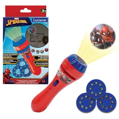 Abbildung von Lexibook LTC050SP Spider Man Spiderman Taschenlampe und Projektor mit 3 Scheiben, 24 Bilder, erstellen Sie Ihre eigenen Geschichten, 3.7 x 11.5 Centimeters