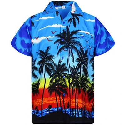 Abbildung von V.H.O. Funky Hawaii Hemd, Herren, Kurzarm, Beach, Blau, M