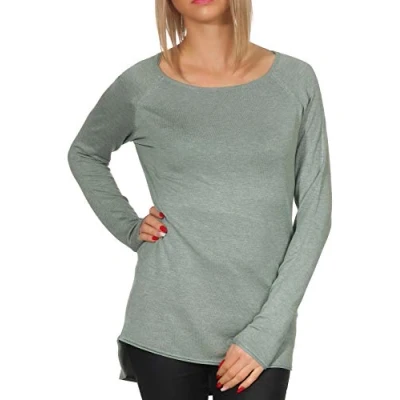 Abbildung von ONLY Damen Langer Feinstrick Pullover Langarm Rundhals Knit Sweater Stretch Jumper Locker ONLMILA, Farben:Grün, Größe:S