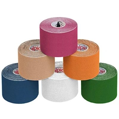 Abbildung von ALPIDEX Kinesiologie Tape 1/3/ 6/12 Rollen Viele Farben 5 m x cm Anwendungsbroschüre Elastisch Wasserfest Hautfreundlich Physio Muskel Set, Farbe:bunt, Menge:6