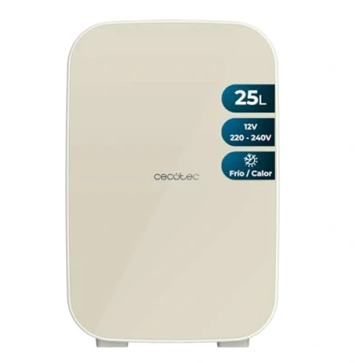 Abbildung von Cecotec Mini Kühlschrank Bolero MiniCooling 25L Bahamas Beige. Kapazität 20L, Betrieb 12 220V, Kompatibel mit Autos und Wohnwagen, Kühl Heizfunktion, Einstellbare Temperatur von 7 ºC bis 65