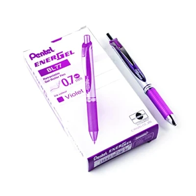 Abbildung von Pentel EnerGel XM BL77 Gelschreiber mit Druckmechanik, violett (12 Stück)
