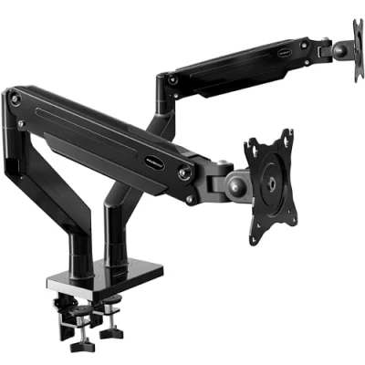 Abbildung von Invision Halterung 2 Monitore für 24 35 Zoll Bildschirme VESA 75mm &amp; 100mm Höhenverstellbar Neigen Schwenken Drehen Ergonomisch Gasdruckfeder Desktop Klemmhalterung Gewicht 2kg 15kg (MX900)