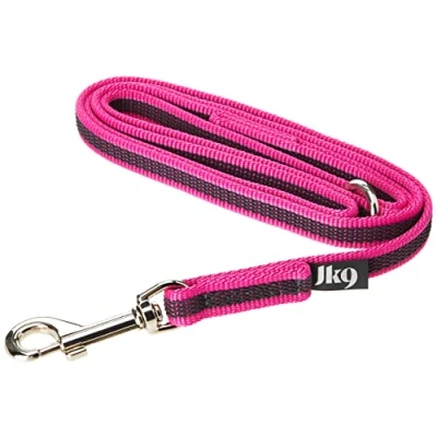 Abbildung von IDC Color &amp; Gray gumierte Leine, 14 mm x 1,2 m mit Schlaufe und O ring, Pink Grau