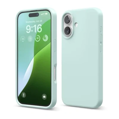 Abbildung von elago Premium Liquid Silikon Hülle Kompatibel mit iPhone 16 Hülle, Ganzkörper Handyhülle, Stoßfest, Schlanke Kratzfester weicher Mikrofaser Innenfutter, 6.1 Zoll (Mintgrün)