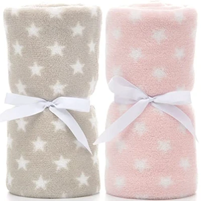 Abbildung von LeerKing Unisex Babydecke 2er Pack Jungs Mädchen Kuscheldecke Krabbeldecke Babybettwäsche Kinderwagen flauschig für Neugeborene Weiche Decke 75cmx100cm Grau+Pink