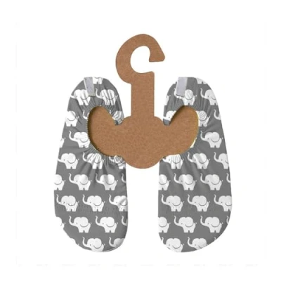 Abbildung von Slipstop Kinder Strandschuhe Anti Rutsch Ballett Schuhe Schwimmschuhe Urlaub Badeschuhe Pool Unisex grau/weiße Elefanten Olymphant, Größe 18 20