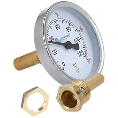 Abbildung von Lantelme Räucherthermometer 120C Grad Edelstahl mit Messing Befestigungsmutter Analog Thermometer zum Räuchern von Fisch Fleisch für Smoker Räucherofen Räuchertonne Räuchergrill Räucherschrank (5cm)