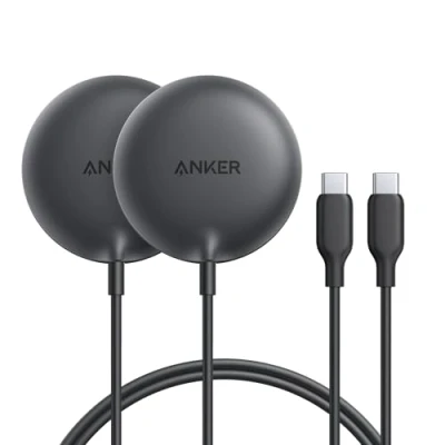 Abbildung von Anker Zolo magnetisches kabelloses Ladegerät, 2 Pack Qi2 zertifiziert 15W MagSafe kompatibles Ladepad, für iPhone 16/15/14/13 Serie, AirPods und mehr (Adapter Nicht enthalten)