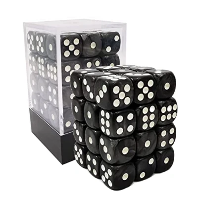 Abbildung von Bescon 12mm 6 Sided Dice 36 in Brick Box, Six Die (36) Block of Dice, Marble Black