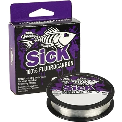 Abbildung von Berkley Sick Fluorocarbon Vorfachmaterial durchsichtige Fluoro Carbon Angelschnur, schnell sinkendes und unsichtbares Raubfisch Angelvorfach, 50 m, farblos