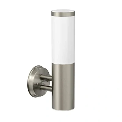 Abbildung von ledscom.de Wandleuchte PORU für außen, IP44, Edelstahl, edelstahl matt, rund, 1x E27 max. 40W, Außenwandleuchte, Außenleuchte, Wandlampe, Gartenlampe, Outdoor, Außenbeleuchtung, IP44