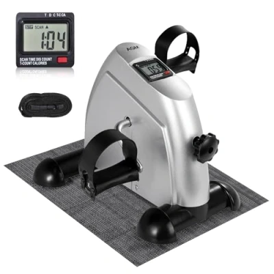 Abbildung von AGM Mini Fitnessbike für zuhause, Arm und Beintrainer Heimtrainer, Sportgerät Bike, Hometrainer Fahrrad Bewegungstrainer Fitnessgerät Zuhause Büro Silver