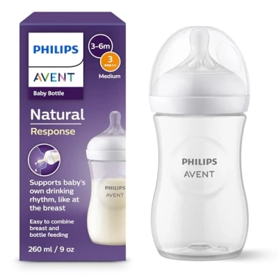 Abbildung von Philips Avent Natural Response Babyflasche Babyflasche, 260 ml, für Neugeborene ab 1 Monat, BPA frei (Modell SCY903/01)