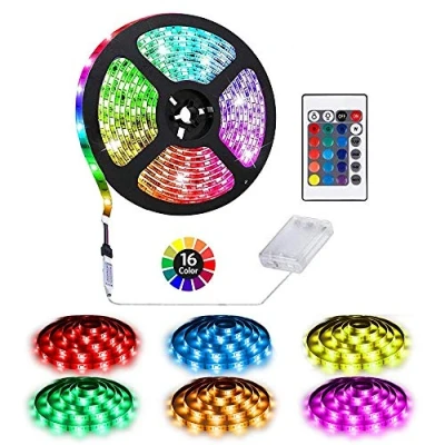 Abbildung von Foeska Batteriebetriebene LED Streifenlichter, 24 Tasten ferngesteuert, DIY Innen und Außendekoration, 6.56ft wasserdicht