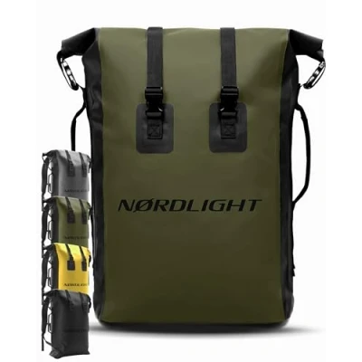 Abbildung von Nordlight Wasserdichter Rucksack Dry Bag 35l (Olivgrün) Roll Top mit gepolstertem Tragegurt, wasserdichte Tasche für Wassersport, Fahrrad Rucksack, Kurierrucksack, Trekking, Angeln
