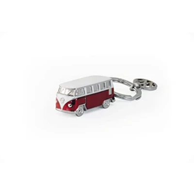 Abbildung von BRISA VW Collection Volkswagen Emaillierter 3D Metall Schlüssel Anhänger Ring Schlüsselbund Accessoire Keyholder im T1 Bulli Bus Design (Classic Bus/Rot)