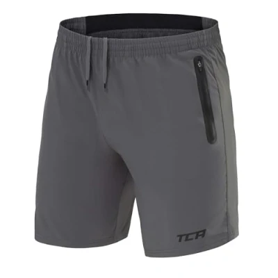 Abbildung von TCA Herren Elite Tech Leichte Laufhose Gymshorts Trainingsshorts und Laufshorts mit Reißverschlusstaschen Sporthose Kurz Grau, M