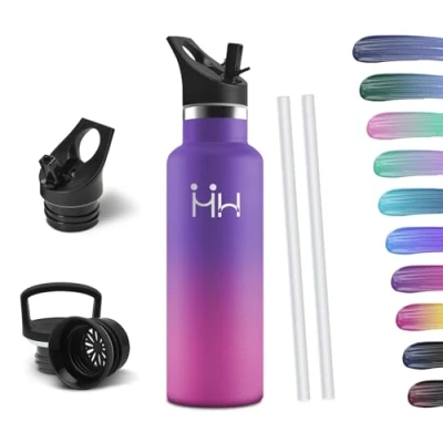 Abbildung von HoneyHolly Thermosflasche, 500ML BPA Frei, Trinkflasche Edelstahl, Auslaufsichere Isolierflasche Doppelwandig, Wasserflasche Thermoskanne, mit Strohhalm, Kohlensäure Geeignet
