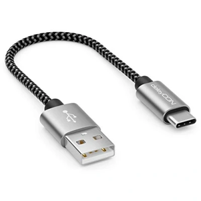 Abbildung von deleyCON 0,15m Nylon USB C Kabel 15cm Kurz Ladekabel Datenkabel Typ Metallstecker Laden &amp; Synchronisieren von Handy Smartphone