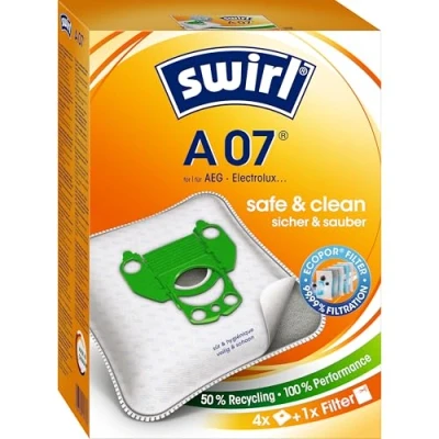 Abbildung von Swirl A 07 MicroPor Plus Staubsaugerbeutel für AEG, Electrolux, Progress, Volta Staubsauger, Anti Allergen Filter, 4 Stück inkl. Weiss/Opulenter Garten