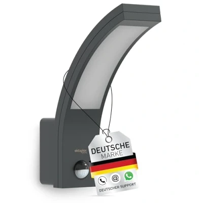 Abbildung von Oktaplex Rio Außenlampe mit Bewegungsmelder anthrazit IP54 Außenleuchte 3000K warmweiß 750lm Außenwandleuchte 10W 230V