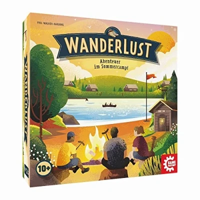 Abbildung von Game Factory 646313 Wanderlust, Abenteuer im Sommercamp, Familienspiel ab 10 Jahren, für 2 bis 4 Spieler, Deckbuilding, Brettspiel, Mehrfarbig, M