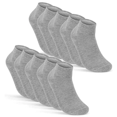 Abbildung von 10 Paar Sneaker Socken Herren Grau Quarter Sportsocken Gepolstert Frotteesohle Atmungsaktiv Baumwolle 16200 WP (43 46 Grau)