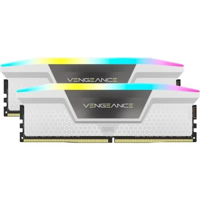 Abbildung von CORSAIR Vengeance RGB DDR5 RAM 64GB (2x32GB) 6000MHz CL30 Intel XMP iCUE Kompatibler Computerspeicher Weiß (CMH64GX5M2B6000C30W)