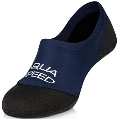 Abbildung von Aqua Speed Badesocken Damen &amp; Herren Baden Socken Neoprensocken rutschsicher Aquasocks Swimming Pool Schwimmsocken Neopren Swim Socks Women Men Dunkelblau Schwarz Gr. 38 39 Neo